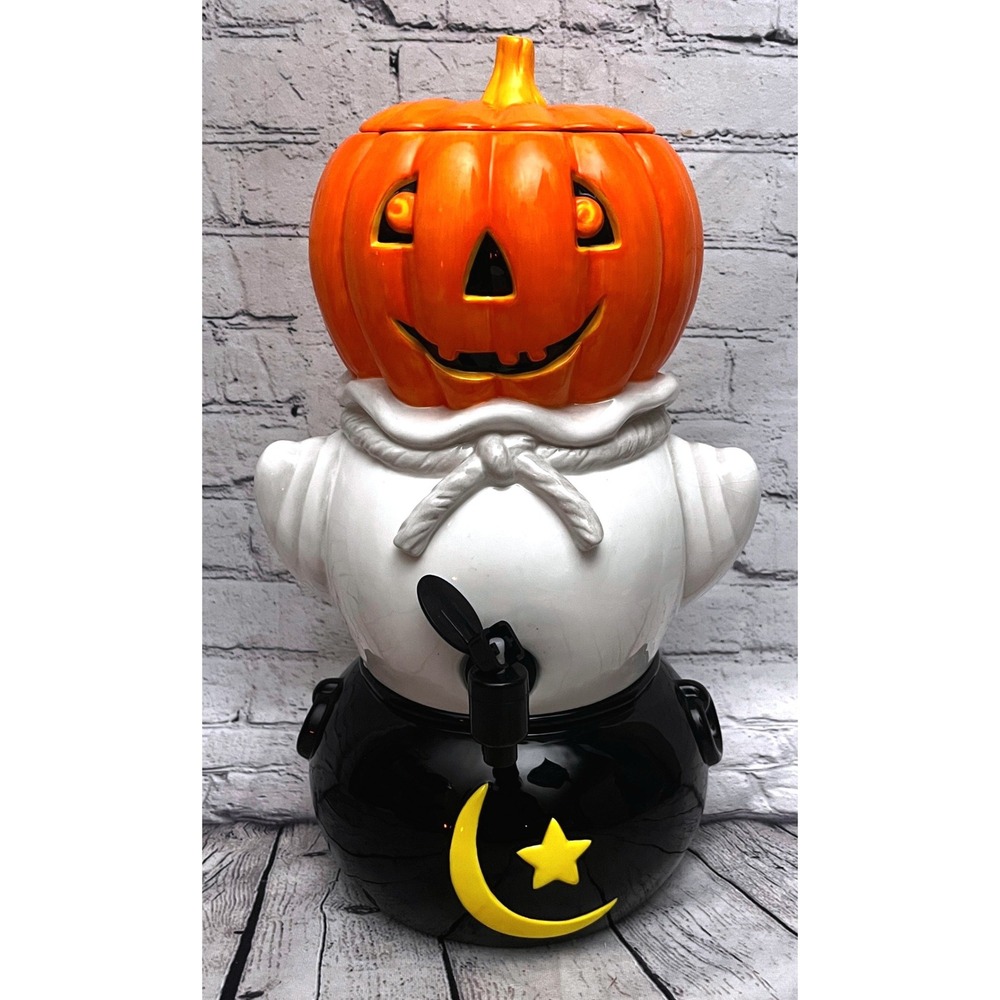 Dept 56 Halloween Cider Server Pumpkin Ceramic Spigot w/box-Retired